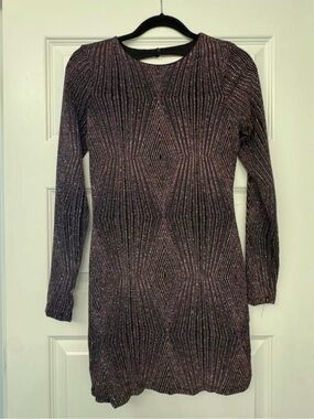 Trixxi Metallic Long-Sleeve Bodycon Dress - Purple
